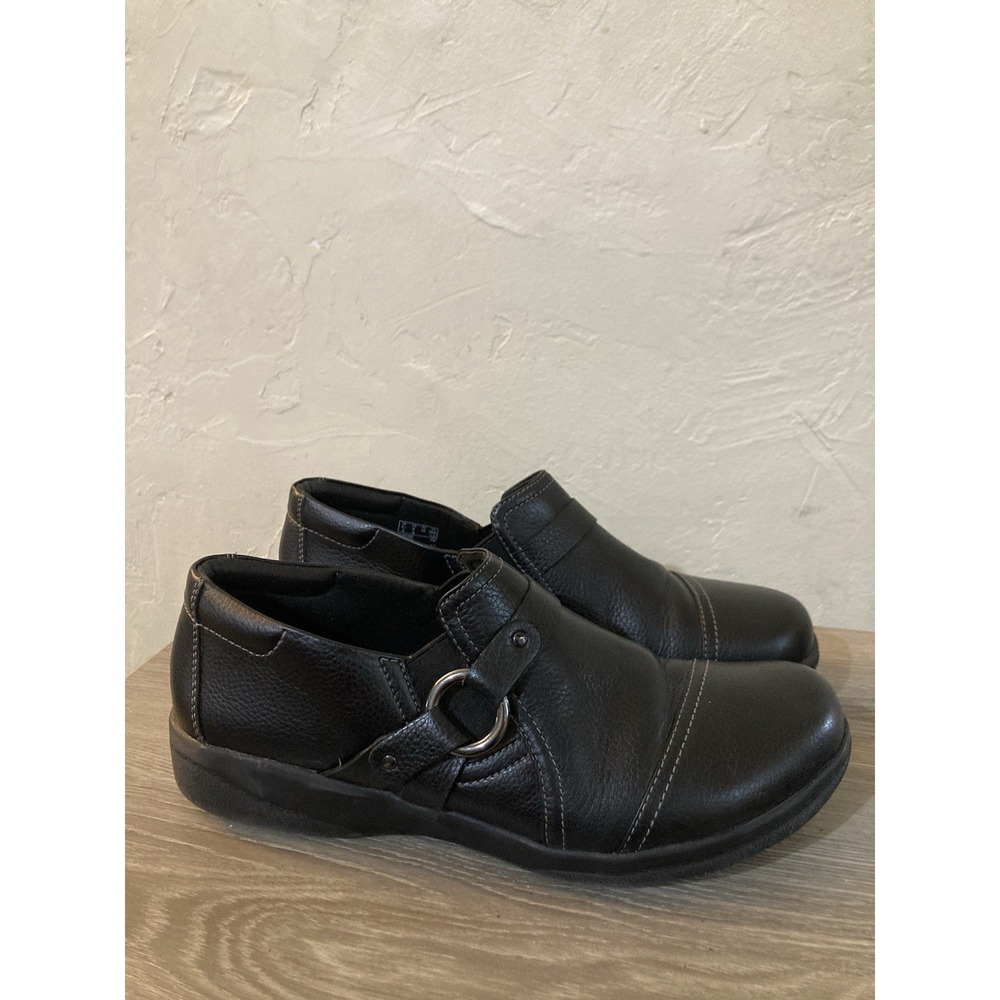 Clarks Cheyn Madi Black Leather Slip-On Comfort Flats Loafers Shoes Women's 9 M